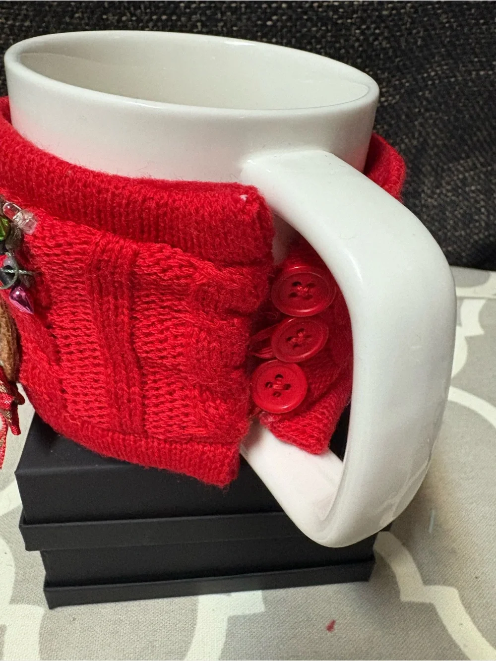 Pier 1 Light Up LED Reindeer Sweater Porcelain Mug